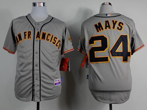 Giants #24 Willie Mays Grey Road Cool Base Stitched MLB Jersey - Click Image to Close